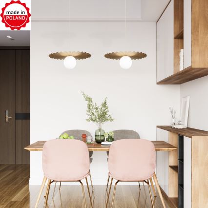 Lustr na lanku SUNPLISS 1xG9/10W/230V pr. 40 cm zlatá/krémová