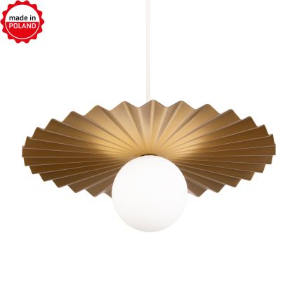 Lustr na lanku SUNPLISS 1xG9/10W/230V pr. 40 cm zlatá/krémová