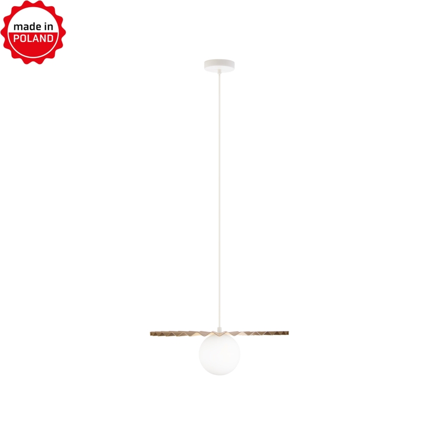 Lustr na lanku SUNPLISS 1xG9/10W/230V pr. 40 cm zlatá/krémová