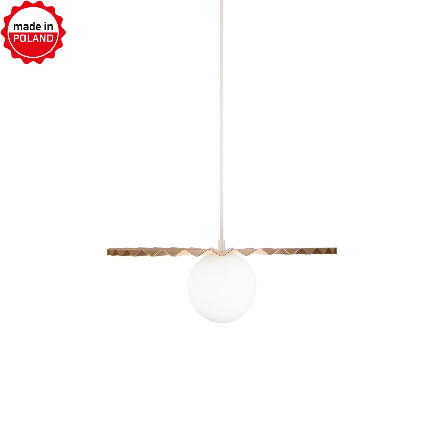 Lustr na lanku SUNPLISS 1xG9/10W/230V pr. 40 cm zlatá/krémová