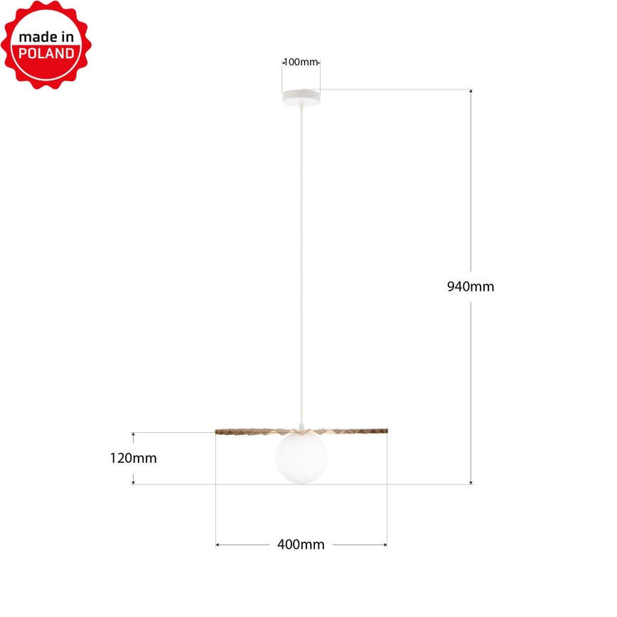 Lustr na lanku SUNPLISS 1xG9/10W/230V pr. 40 cm zlatá/krémová