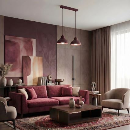 Lustr na lanku SVEN 2xE27/15W/230V burgundy