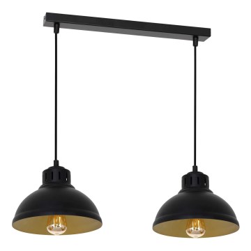 Lustr na lanku SVEN 2xE27/15W/230V černá/zlatá