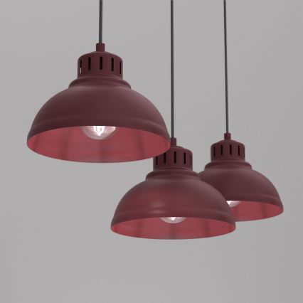 Lustr na lanku SVEN 3xE27/15W/230V burgundy
