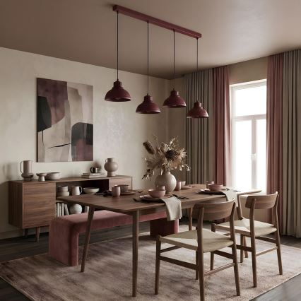 Lustr na lanku SVEN 4xE27/15W/230V burgundy