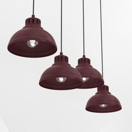 Lustr na lanku SVEN 4xE27/15W/230V burgundy