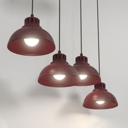 Lustr na lanku SVEN 4xE27/15W/230V burgundy