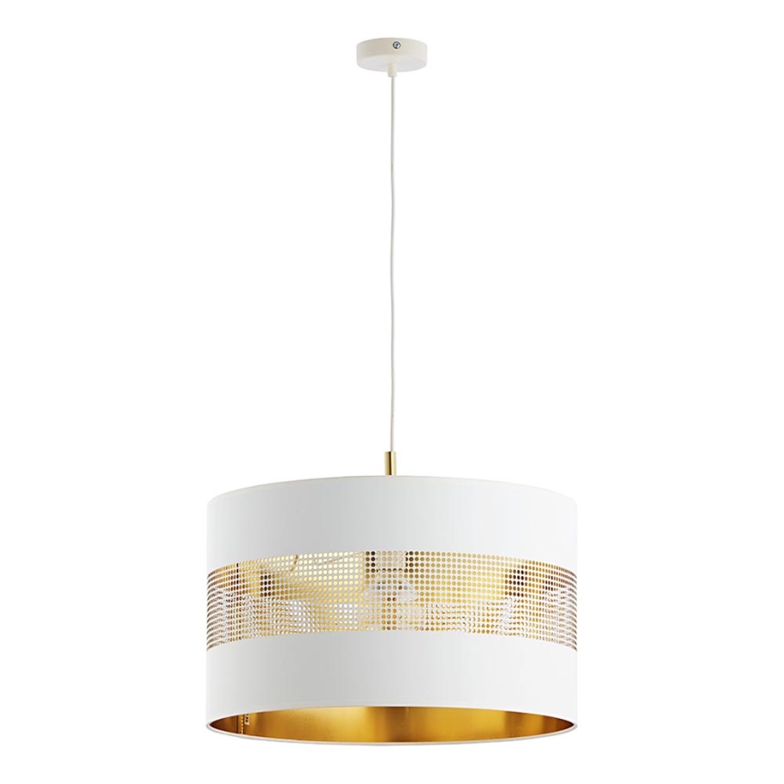 Lustr na lanku TAGO 1xE27/25W/230V bílá/zlatá