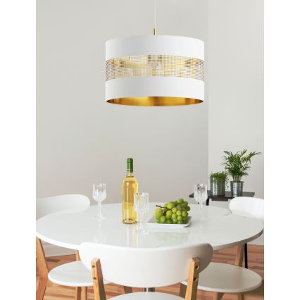 Lustr na lanku TAGO 1xE27/25W/230V bílá/zlatá
