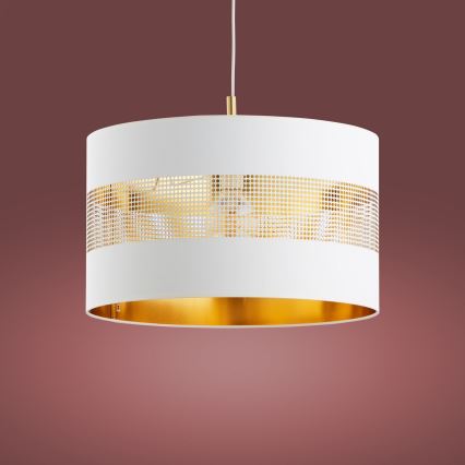 Lustr na lanku TAGO 1xE27/25W/230V bílá/zlatá