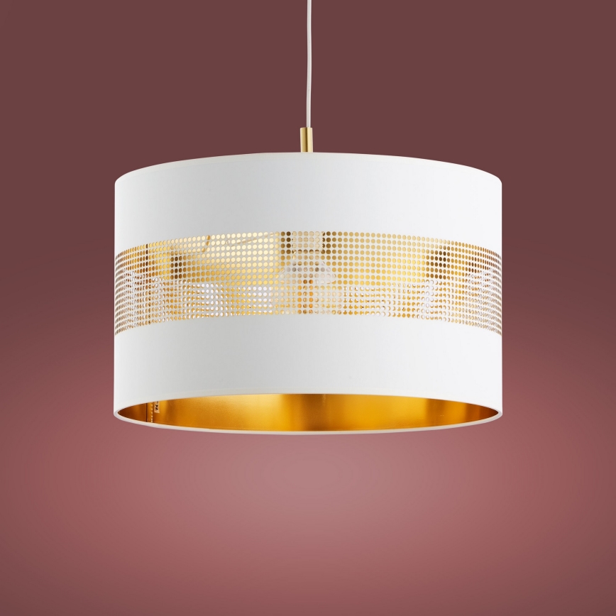 Lustr na lanku TAGO 1xE27/25W/230V bílá/zlatá