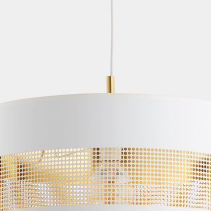 Lustr na lanku TAGO 1xE27/25W/230V bílá/zlatá