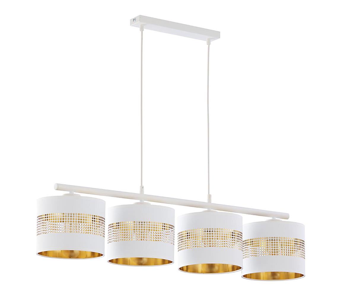 TK Lighting Lustr na lanku TAGO 4xE27/15W/230V bílá/zlatá TK3224
