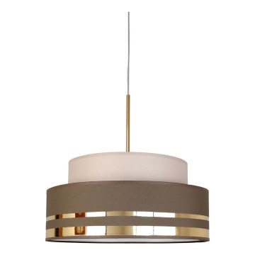 Lustr na lanku TAMI 1xE27/60W/230V béžová/hnědá/zlatá