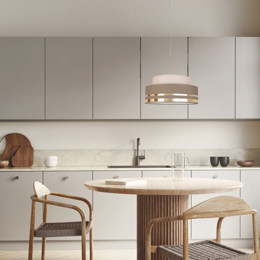Lustr na lanku TAMI 1xE27/60W/230V béžová/hnědá/zlatá