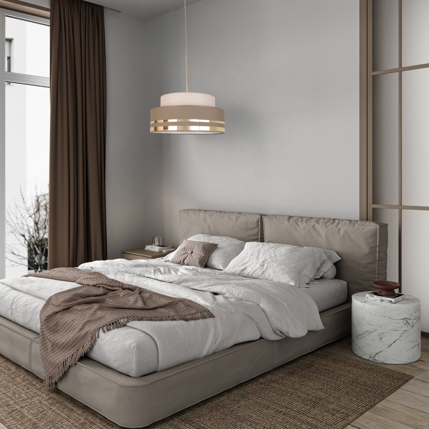 Lustr na lanku TAMI 1xE27/60W/230V béžová/hnědá/zlatá