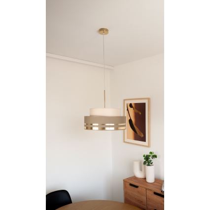 Lustr na lanku TAMI 1xE27/60W/230V béžová/hnědá/zlatá