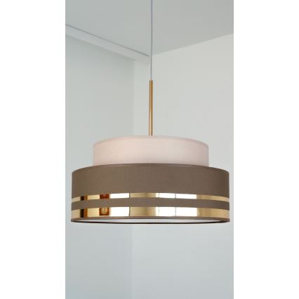 Lustr na lanku TAMI 1xE27/60W/230V béžová/hnědá/zlatá