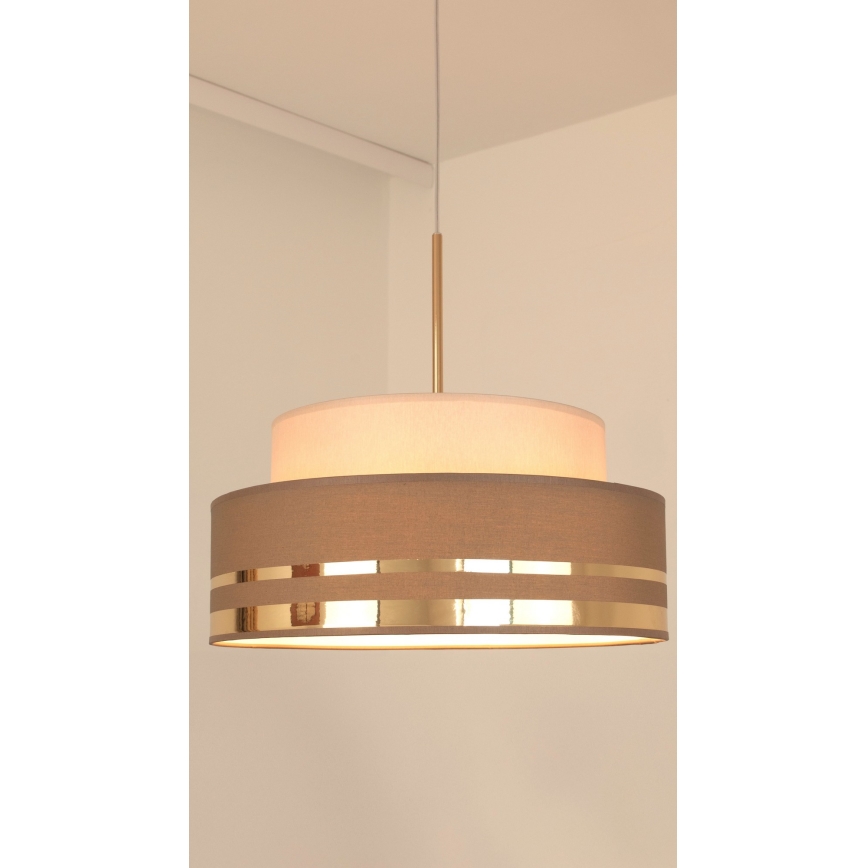 Lustr na lanku TAMI 1xE27/60W/230V béžová/hnědá/zlatá