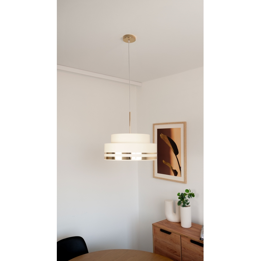 Lustr na lanku TAMI 1xE27/60W/230V béžová/zlatá