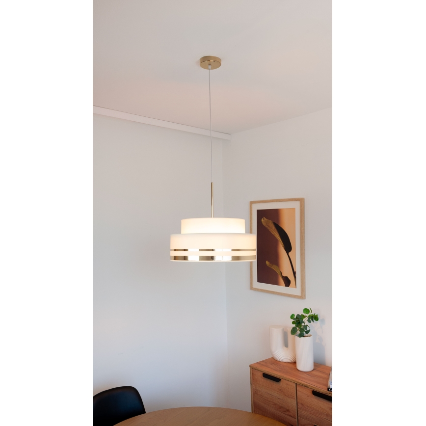 Lustr na lanku TAMI 1xE27/60W/230V béžová/zlatá