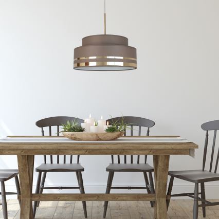 Lustr na lanku TAMI 1xE27/60W/230V hnědá/zlatá