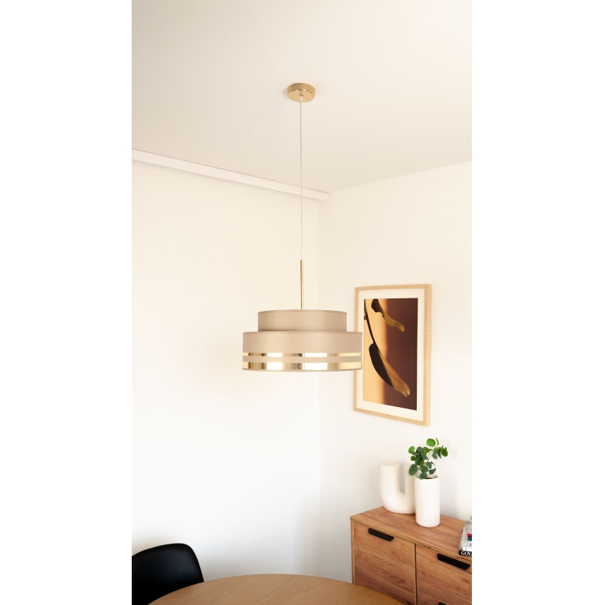 Lustr na lanku TAMI 1xE27/60W/230V hnědá/zlatá