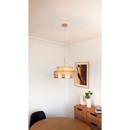 Lustr na lanku TAMI 1xE27/60W/230V hnědá/zlatá