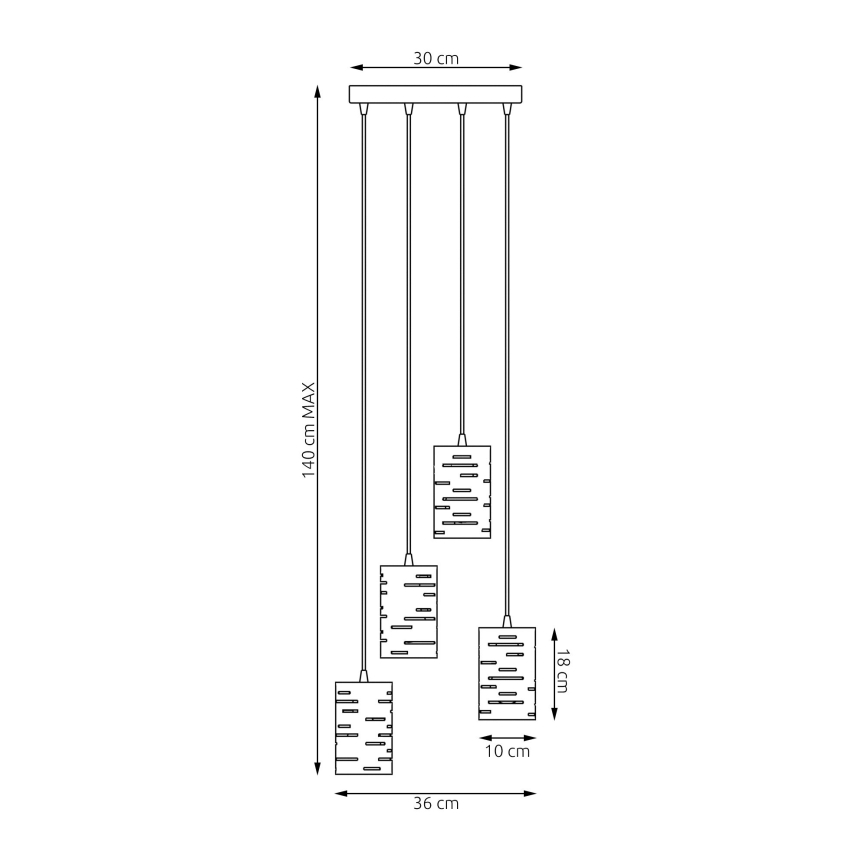 Lustr na lanku TANK 4xE27/15W/230V pr. 36 cm černá