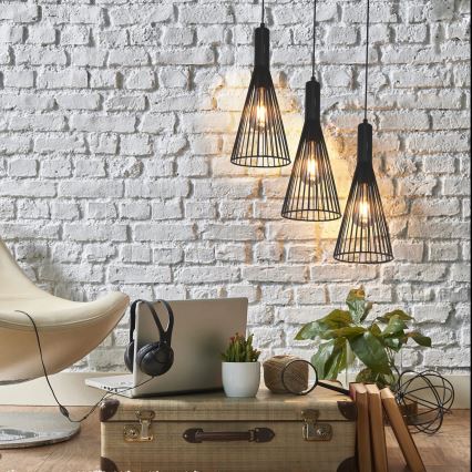 Lustr na lanku TIANA 3xE27/20W/230V černá