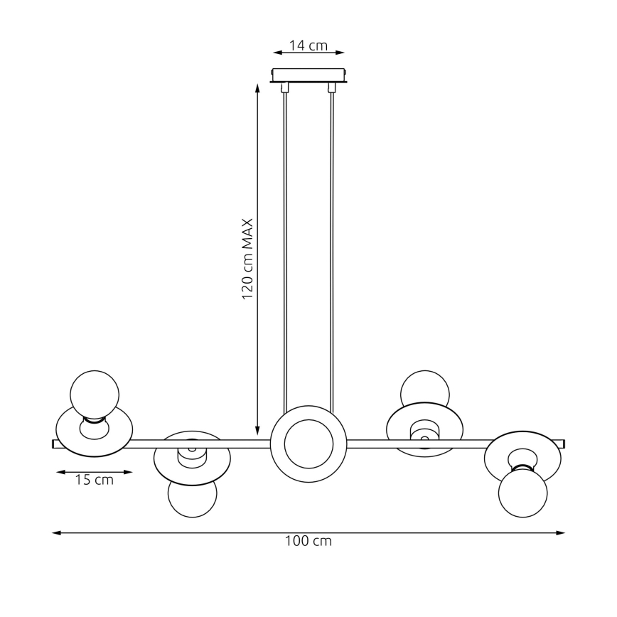 Lustr na lanku TOKEN 6xE27/15W/230V černá