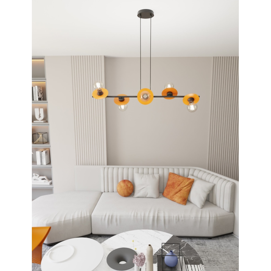 Lustr na lanku TOKEN 6xE27/15W/230V oranžová