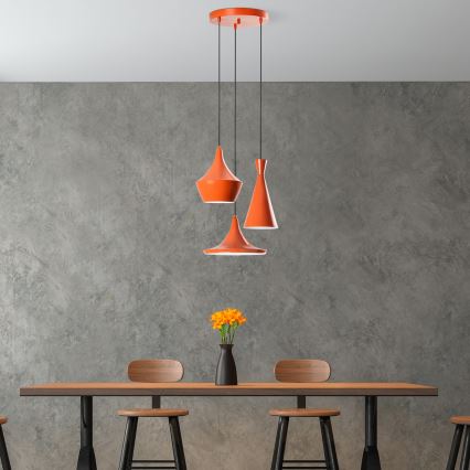 Lustr na lanku TOM 3xE27/40W/230V oranžová