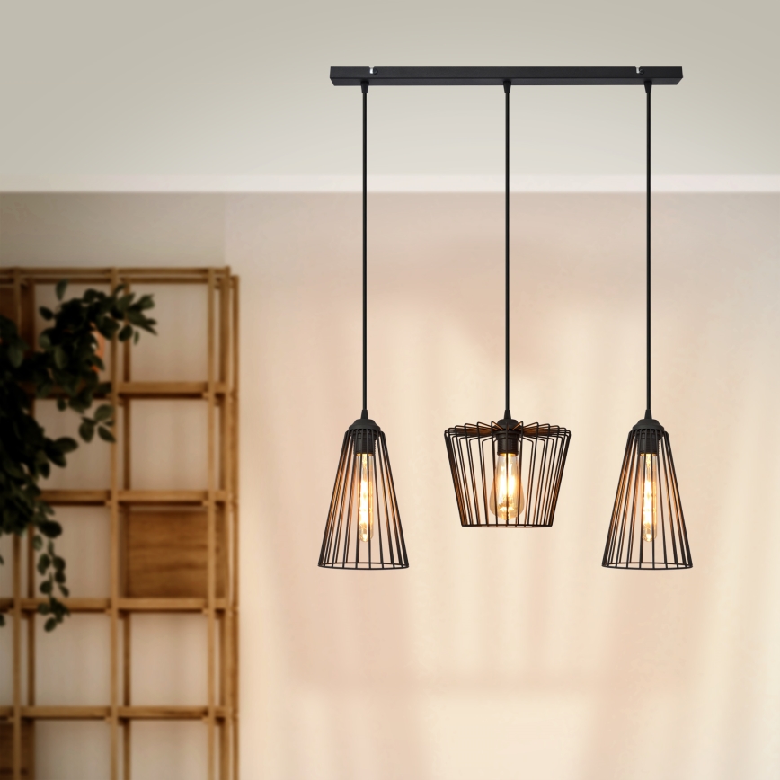 Lustr na lanku TORRI 3xE27/15W/230V černá