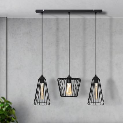 Lustr na lanku TORRI 3xE27/15W/230V černá