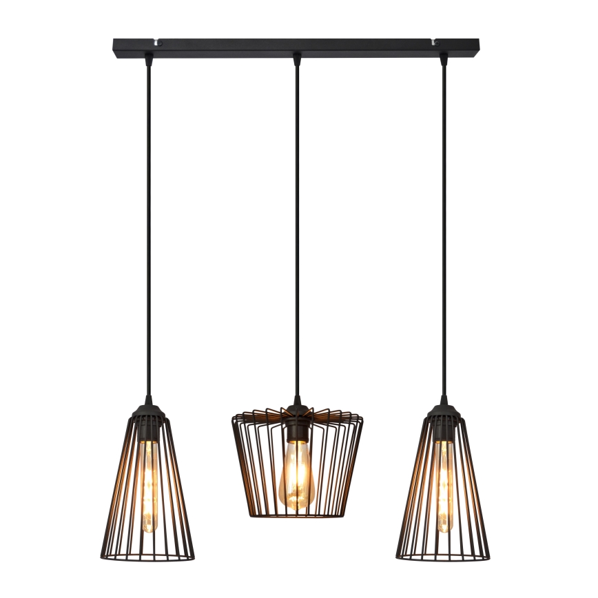 Lustr na lanku TORRI 3xE27/15W/230V černá