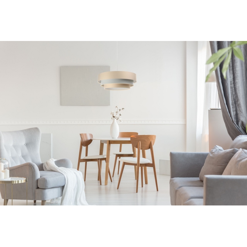 Lustr na lanku TRINITI 1xE27/60W/230V béžová/šedá
