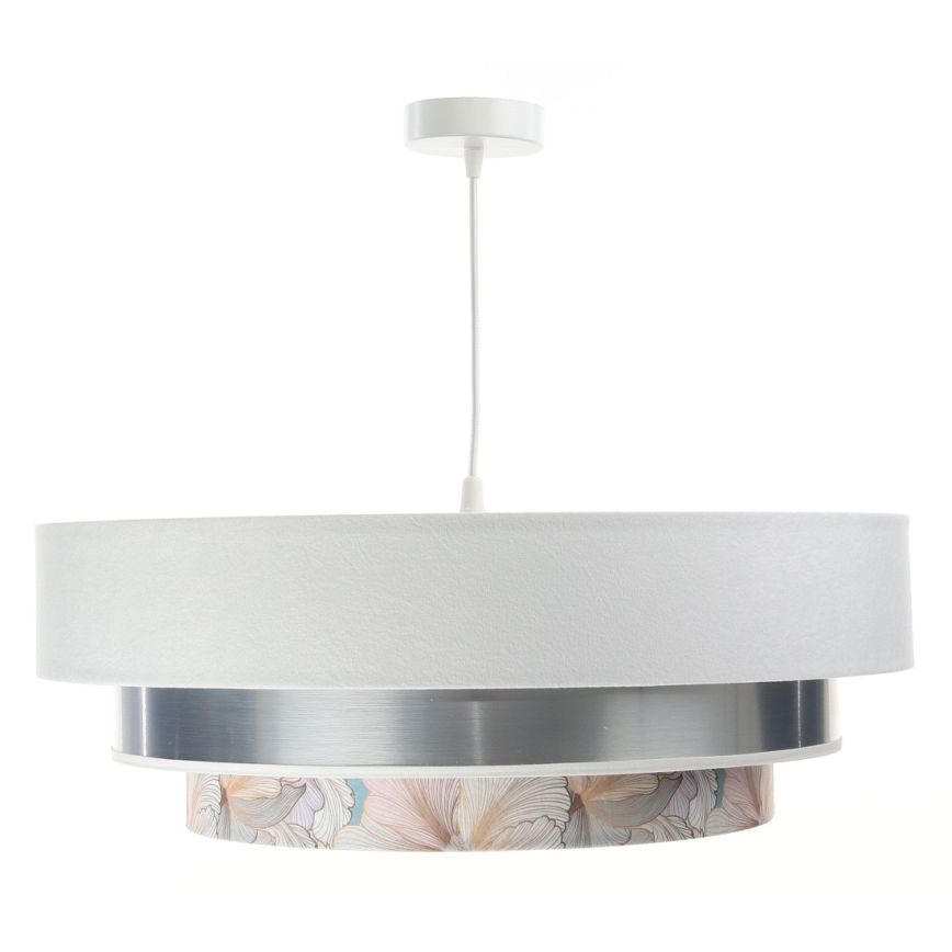 Lustr na lanku TRINITI 1xE27/60W/230V bílá/lesklý chrom