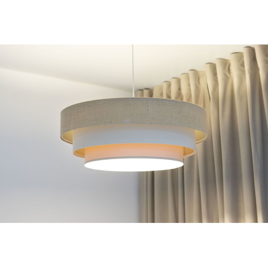 Lustr na lanku TRINITI 1xE27/60W/230V pr. 40 cm béžová/krémová