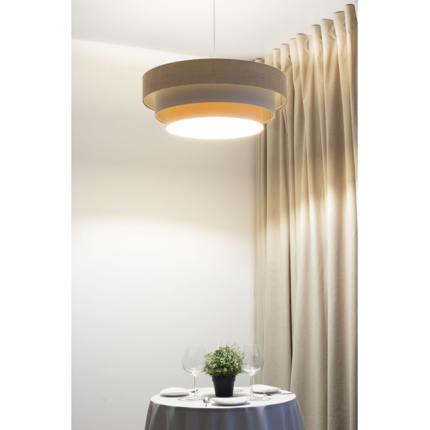 Lustr na lanku TRINITI 1xE27/60W/230V pr. 40 cm béžová/krémová