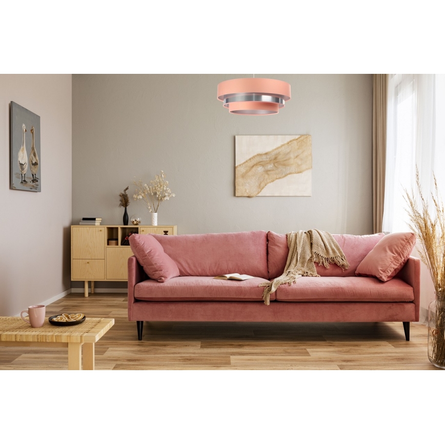 Lustr na lanku TRINITI 1xE27/60W/230V růžová/lesklý chrom