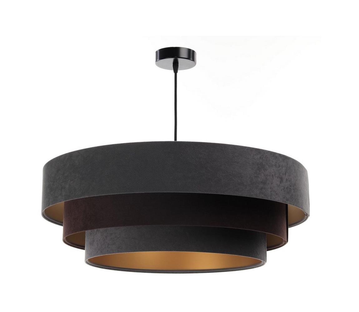 BPS Koncept Lustr na lanku TRINITI 1xE27/60W/230V šedá/černá/zlatá BS0334