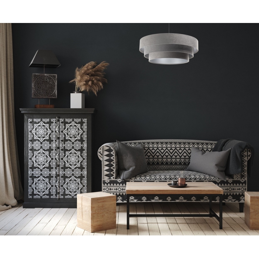 Lustr na lanku TRINITI 1xE27/60W/230V šedá/stříbrná