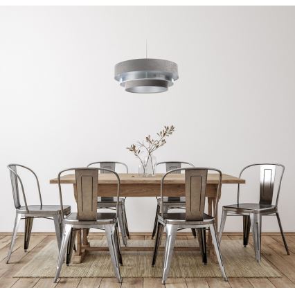 Lustr na lanku TRINITI 1xE27/60W/230V šedá/stříbrná