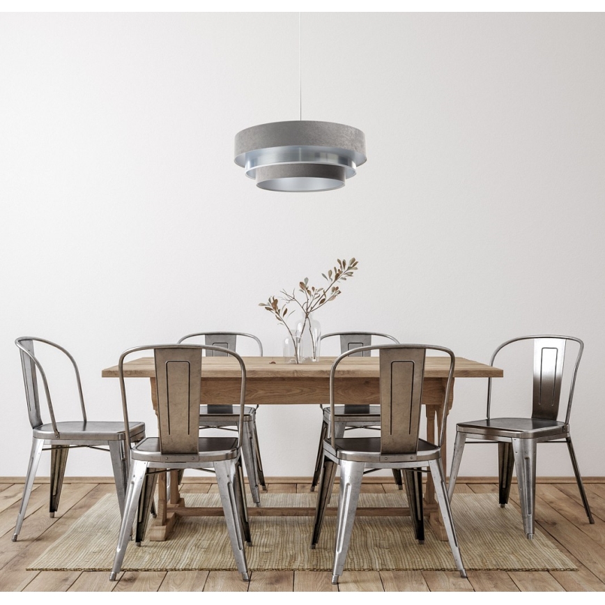 Lustr na lanku TRINITI 1xE27/60W/230V šedá/stříbrná