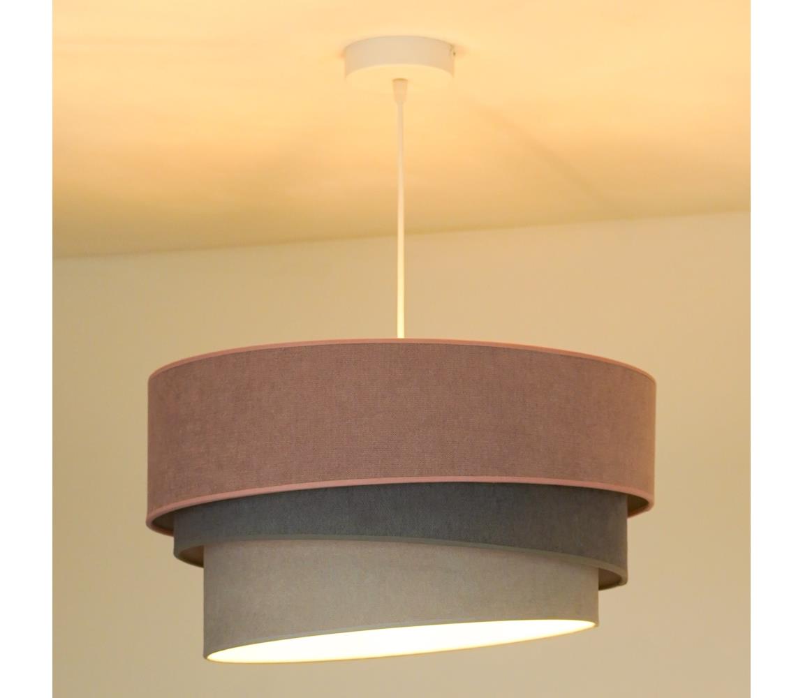 Duolla Lustr na lanku TRIO 1xE27/15W/230V růžová/šedá/bílá DU81426