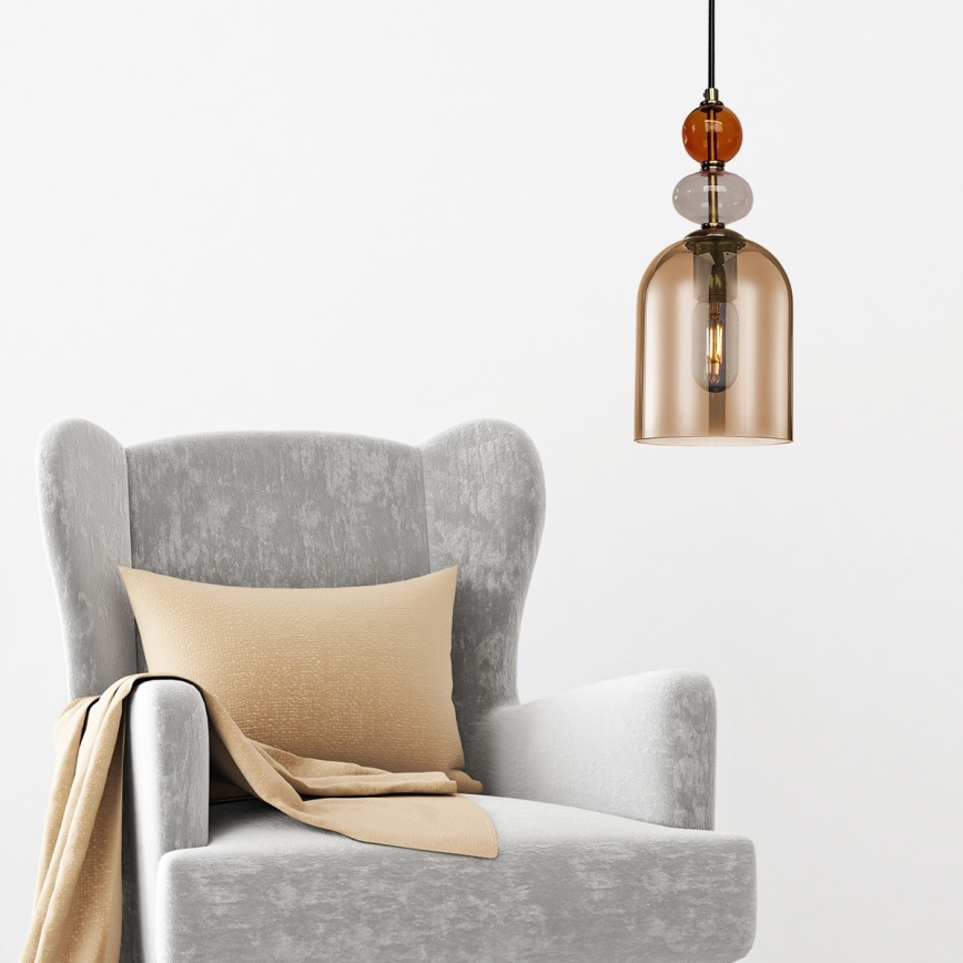 Lustr na lanku TROPEA 1xE27/15W/230V černá/kouřová červená/béžová