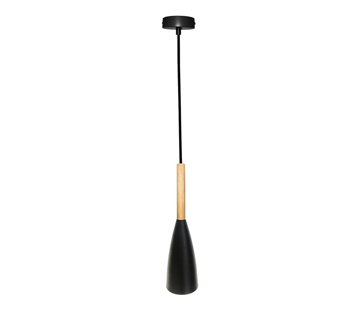 Candellux Lustr na lanku TROSA 1xE27/40W/230V černá/dřevo CA0735