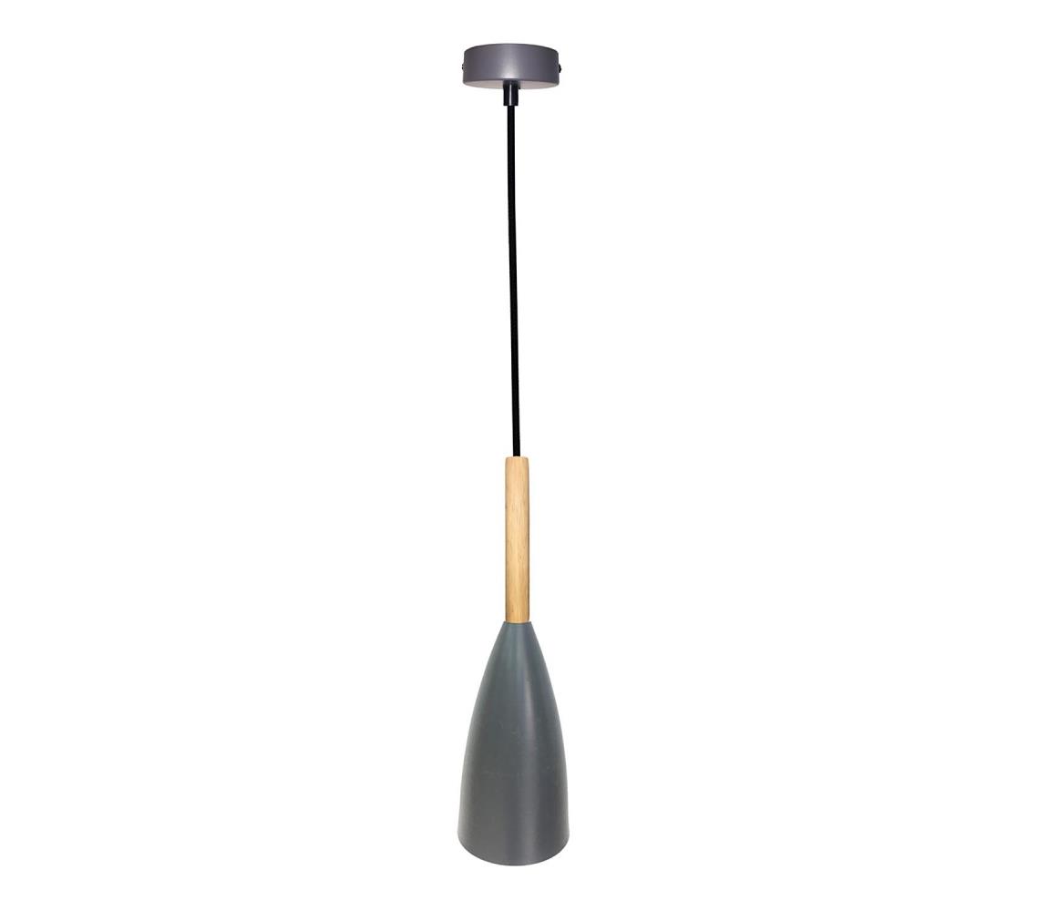 Candellux Lustr na lanku TROSA 1xE27/40W/230V šedá/dřevo CA0736