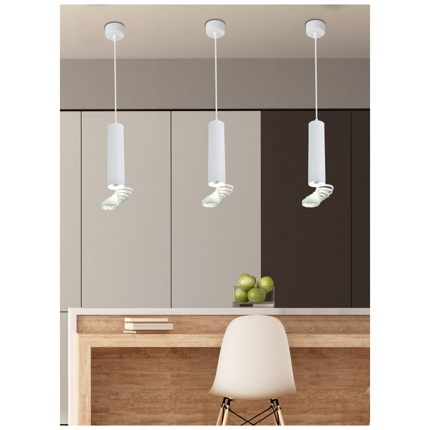 Lustr na lanku TUBA 1xGU10/50W/230V bílá